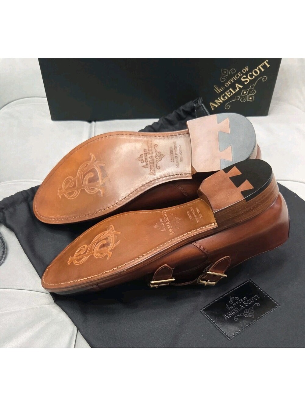 The Office Of Angela Scott Mr Colin Dbl Monk Strap Brown Womens Shoes 36.5 6.5 - Picture 4 of 12